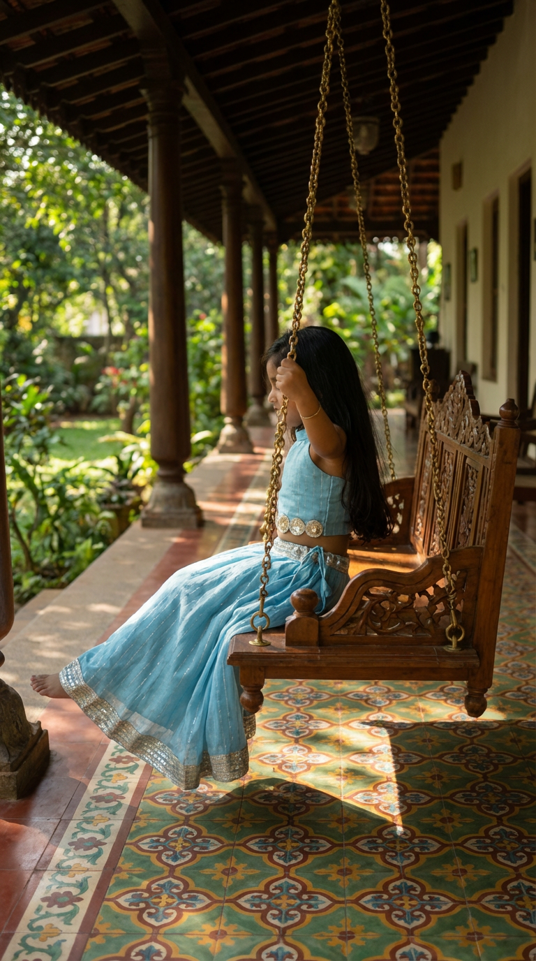 Blue Halter neck top and lehenga