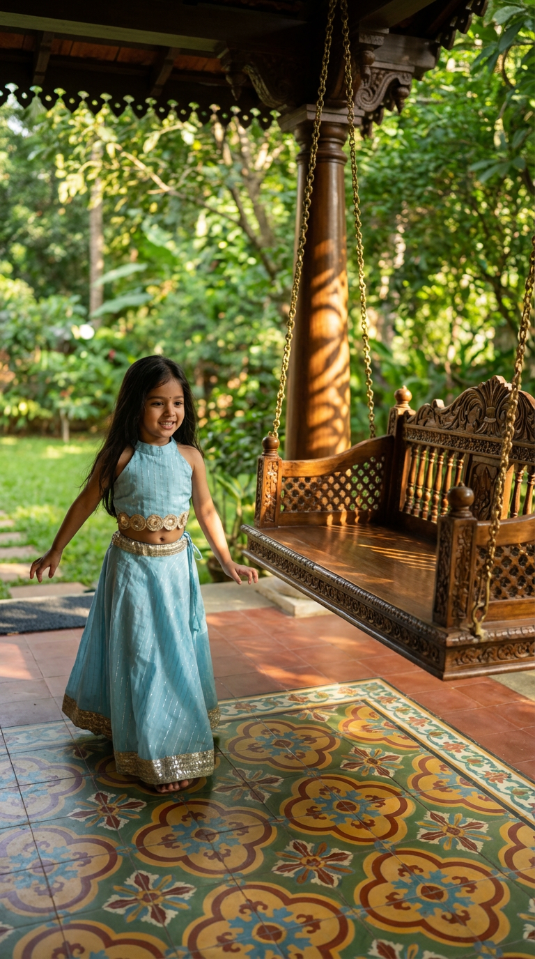 Blue Halter neck top and lehenga