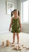Green Printed Frill Co-Ord Set