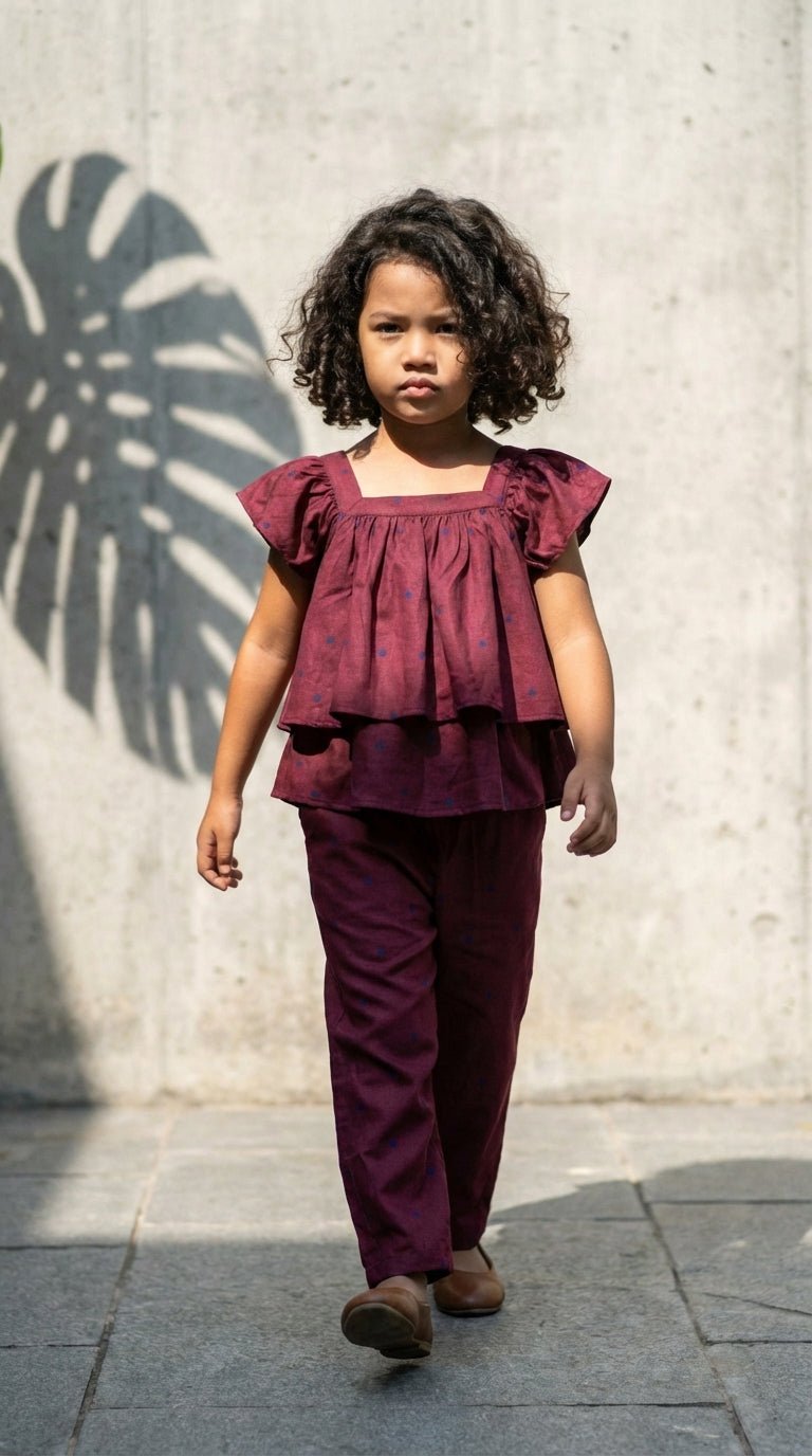 Maroon Ruffle Co-Ord Set