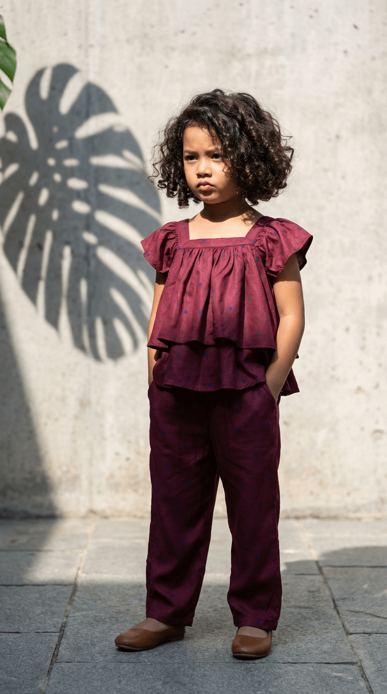 Maroon Ruffle Co-Ord Set