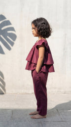Maroon Ruffle Co-Ord Set