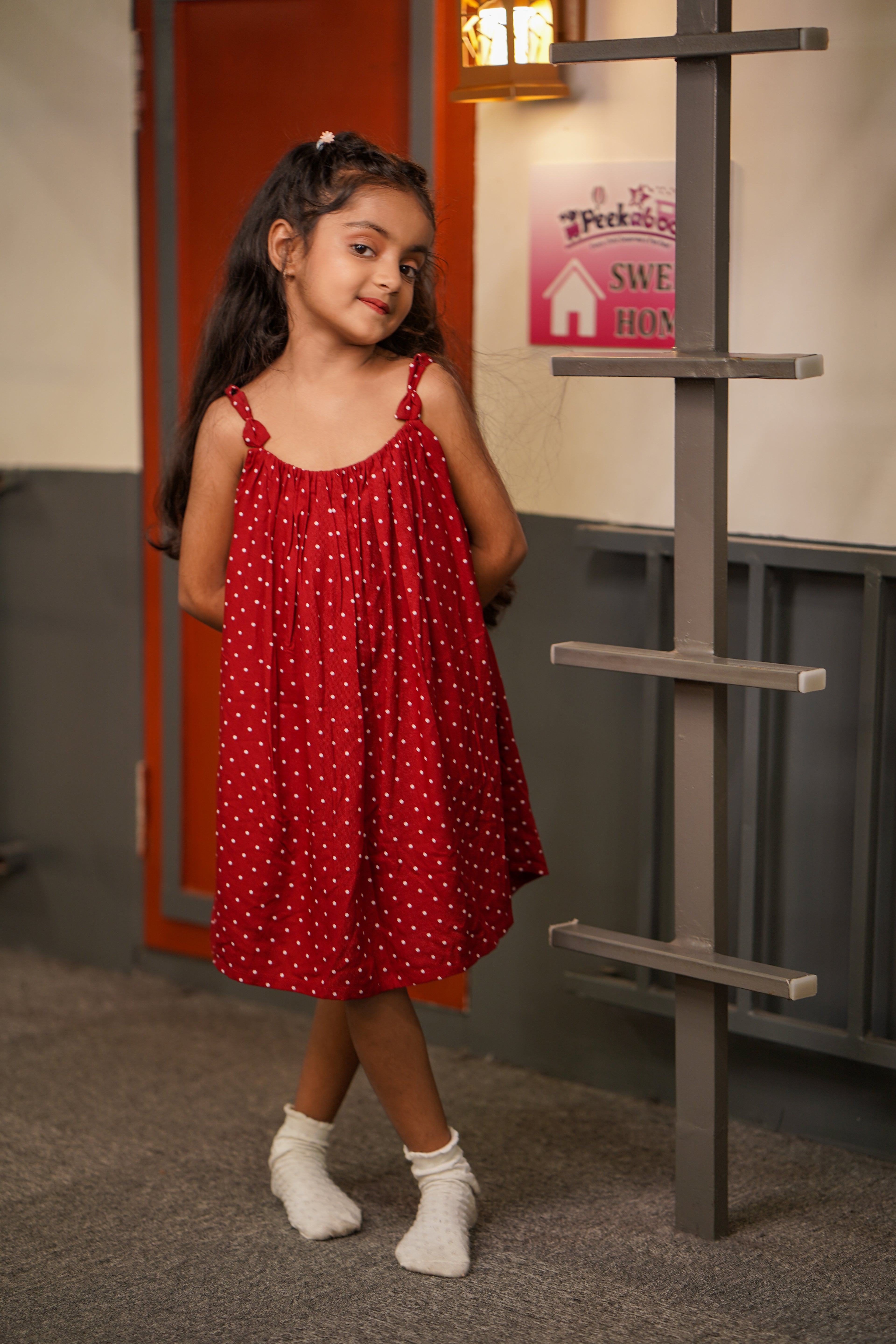 Red and White Mini Dot Dress