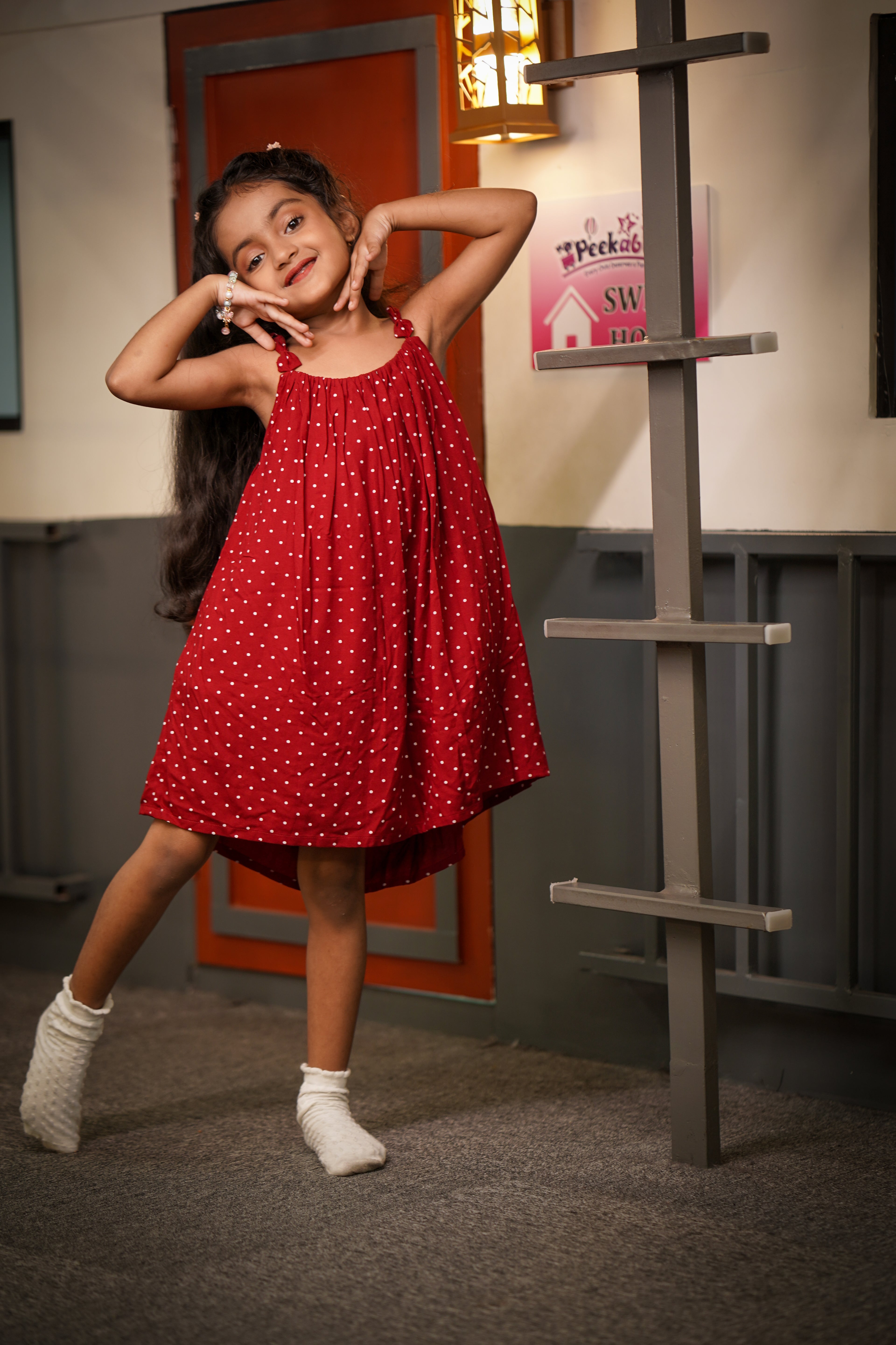 Red and White Mini Dot Dress
