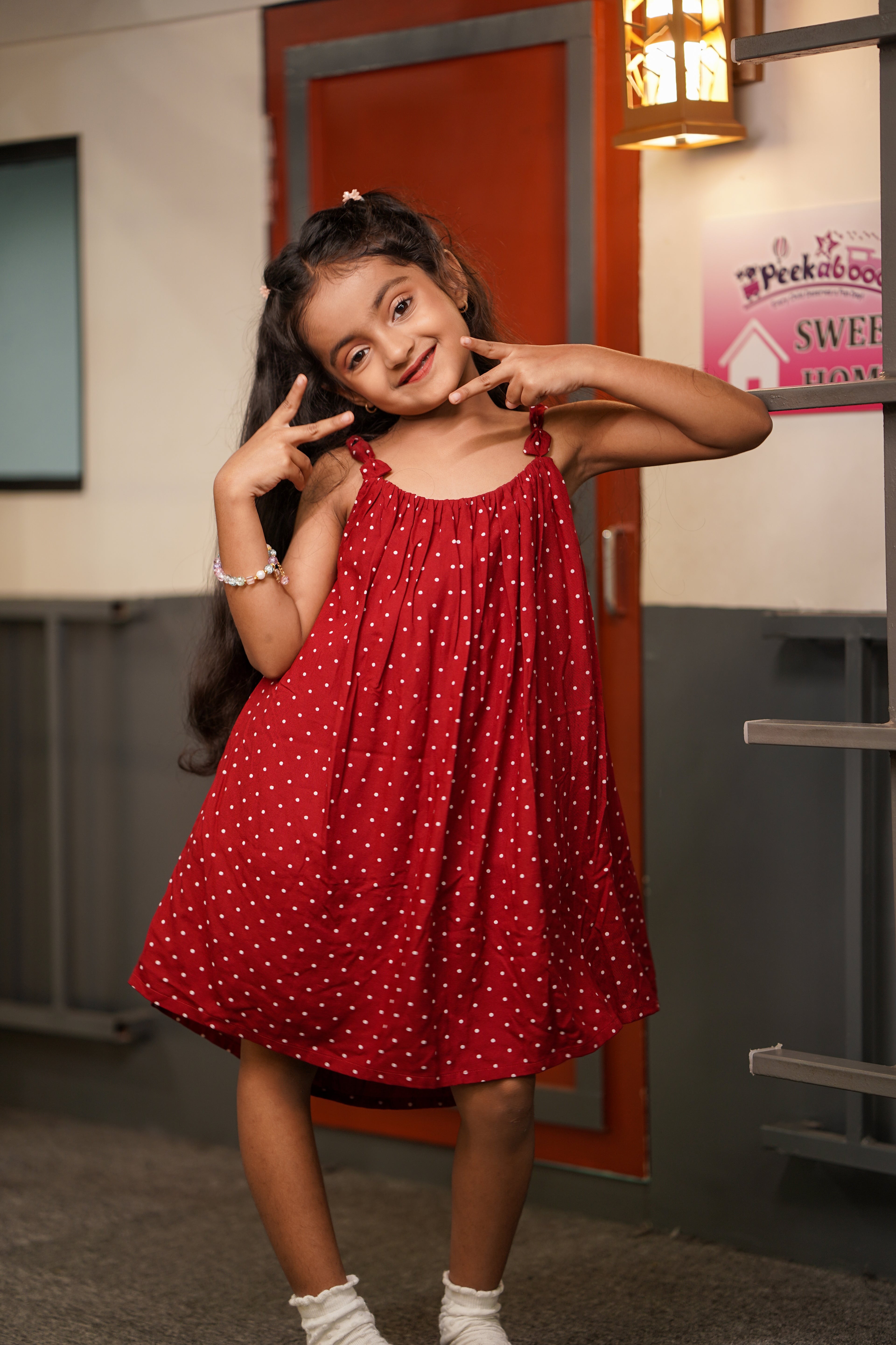Red and White Mini Dot Dress
