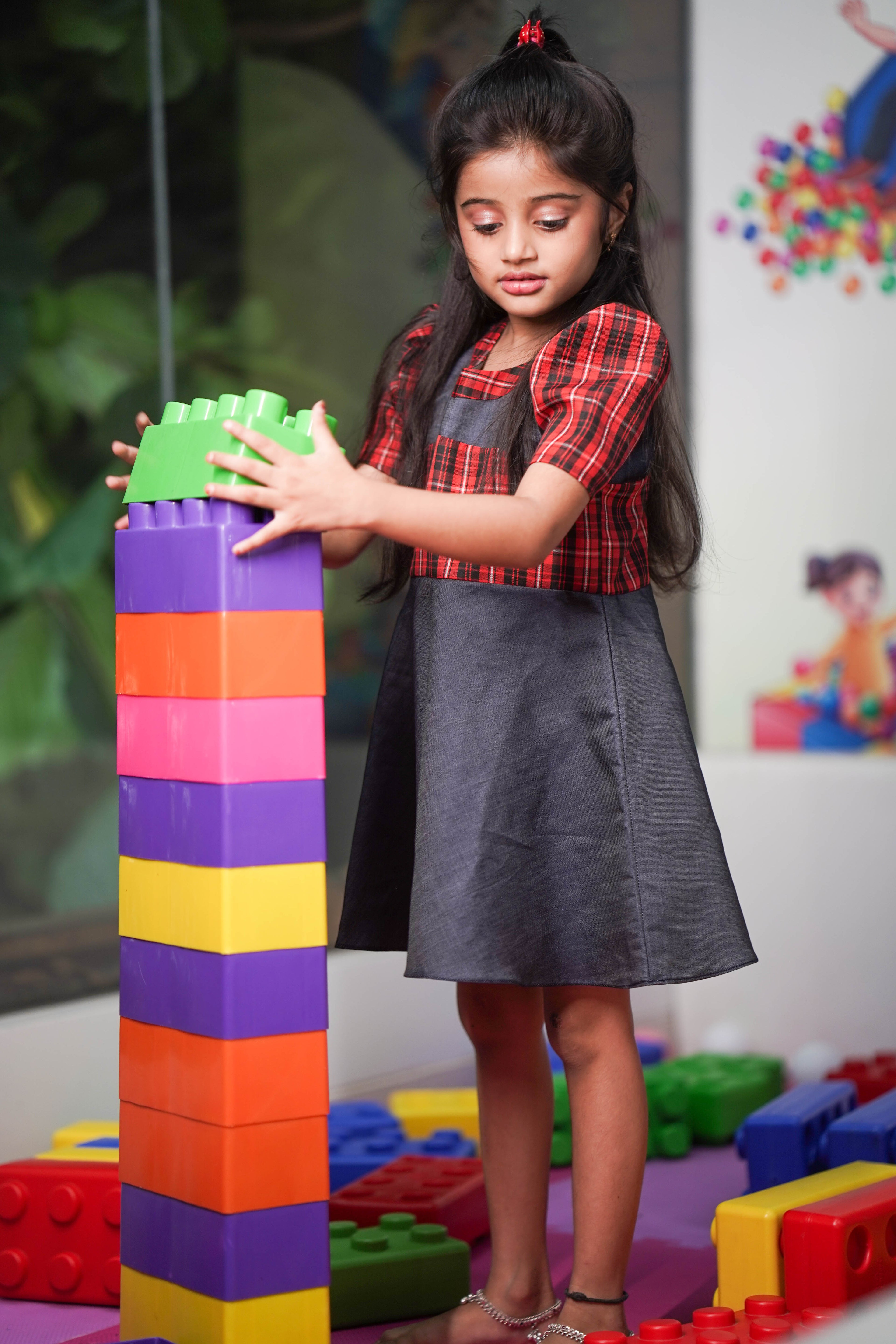 Cherry plaid twirl dress