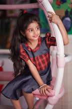 Cherry plaid twirl dress